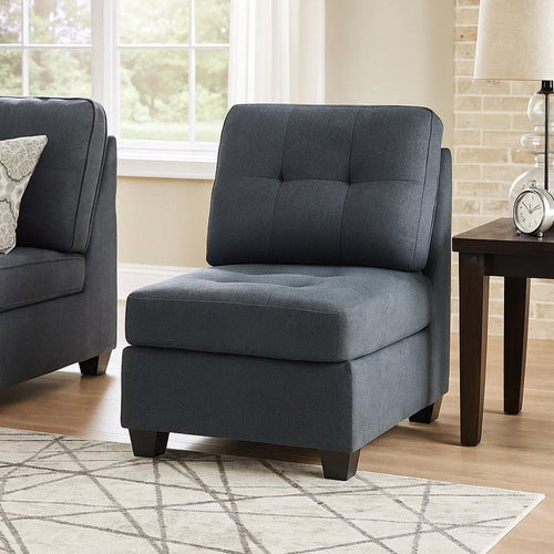 Seh Armless Modular Sofa Chair with Plush Cushions, Soft Dark Gray Fabric By Casagear Home