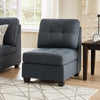 Seh Armless Modular Sofa Chair with Plush Cushions, Soft Dark Gray Fabric By Casagear Home