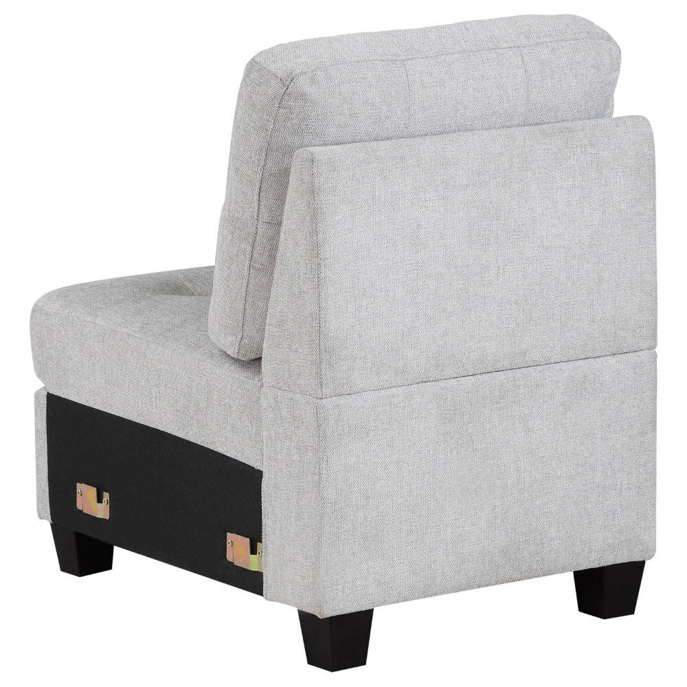 Seh Armless Modular Sofa Chair with Plush Cushions Soft Light Gray Fabric By Casagear Home BM318722