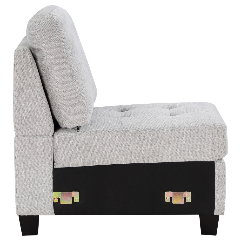 Seh Armless Modular Sofa Chair with Plush Cushions Soft Light Gray Fabric By Casagear Home BM318722