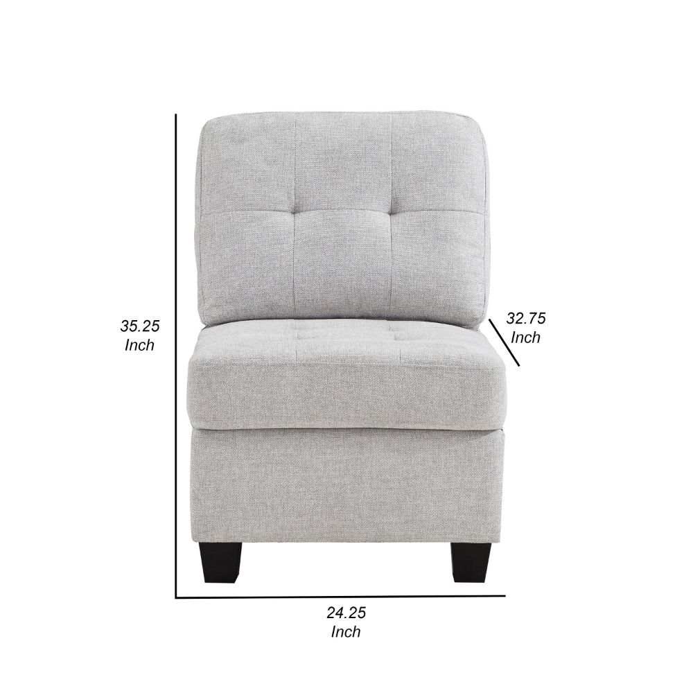 Seh Armless Modular Sofa Chair with Plush Cushions Soft Light Gray Fabric By Casagear Home BM318722