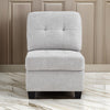 Seh Armless Modular Sofa Chair with Plush Cushions, Soft Light Gray Fabric By Casagear Home