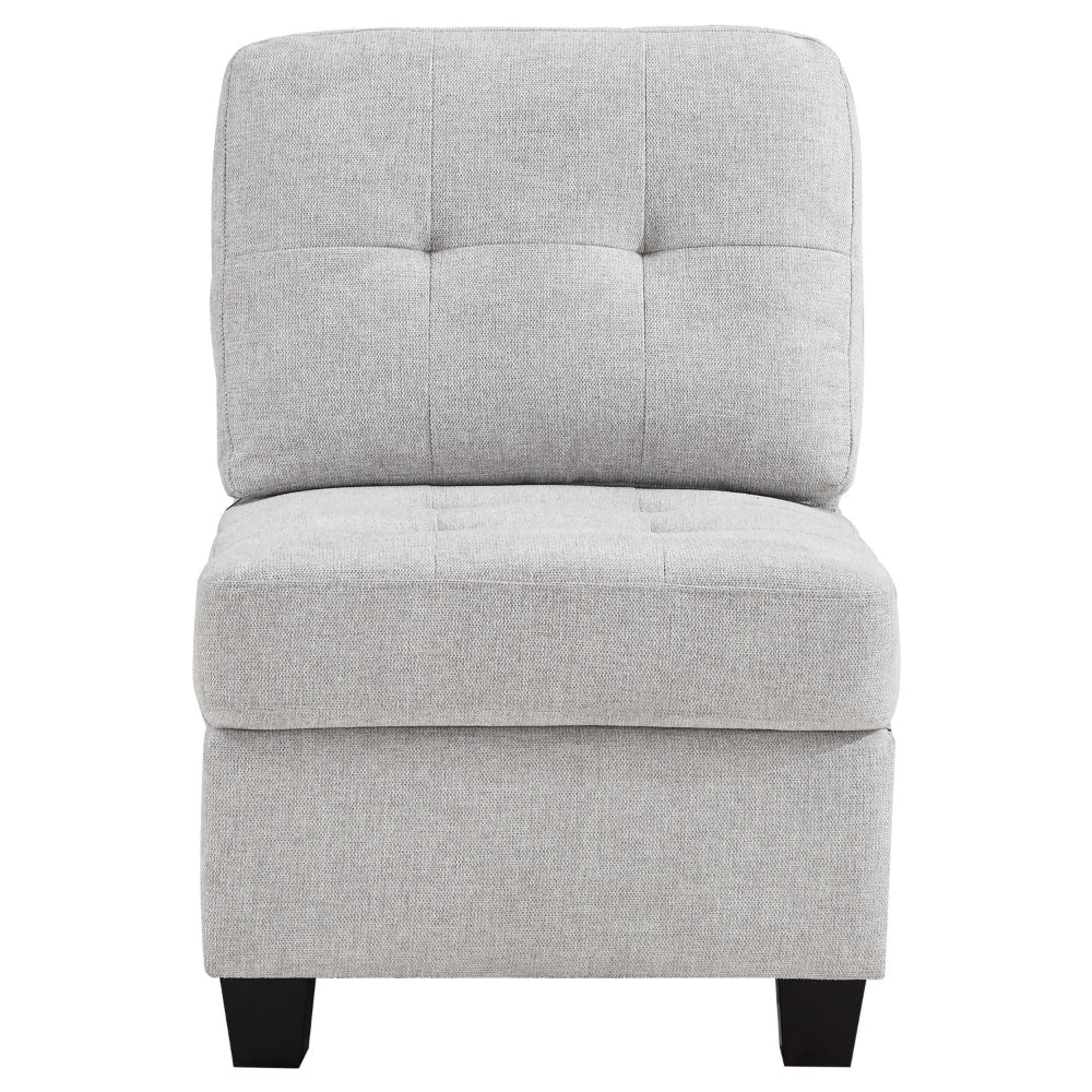 Seh Armless Modular Sofa Chair with Plush Cushions, Soft Light Gray Fabric By Casagear Home