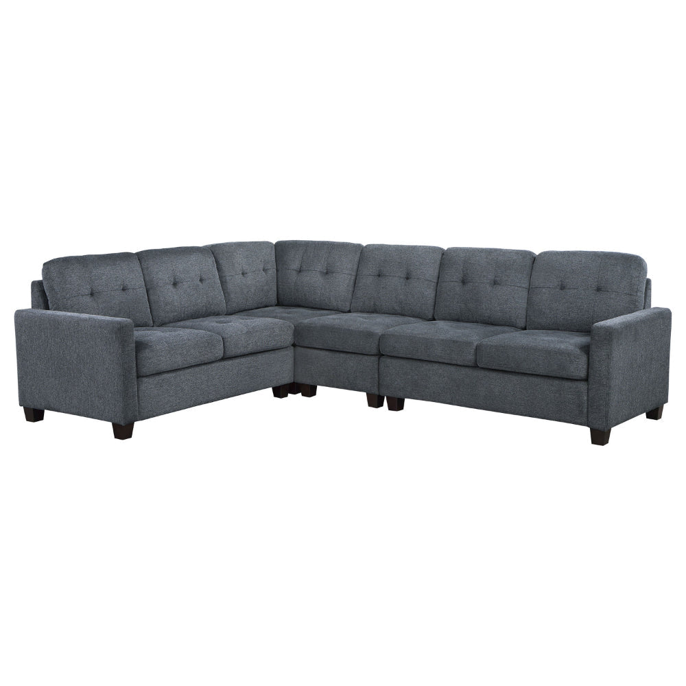 Seh 4 Piece Modular Sectional Sofa, L Shaped, Tufted Back, Dark Gray Fabric By Casagear Home