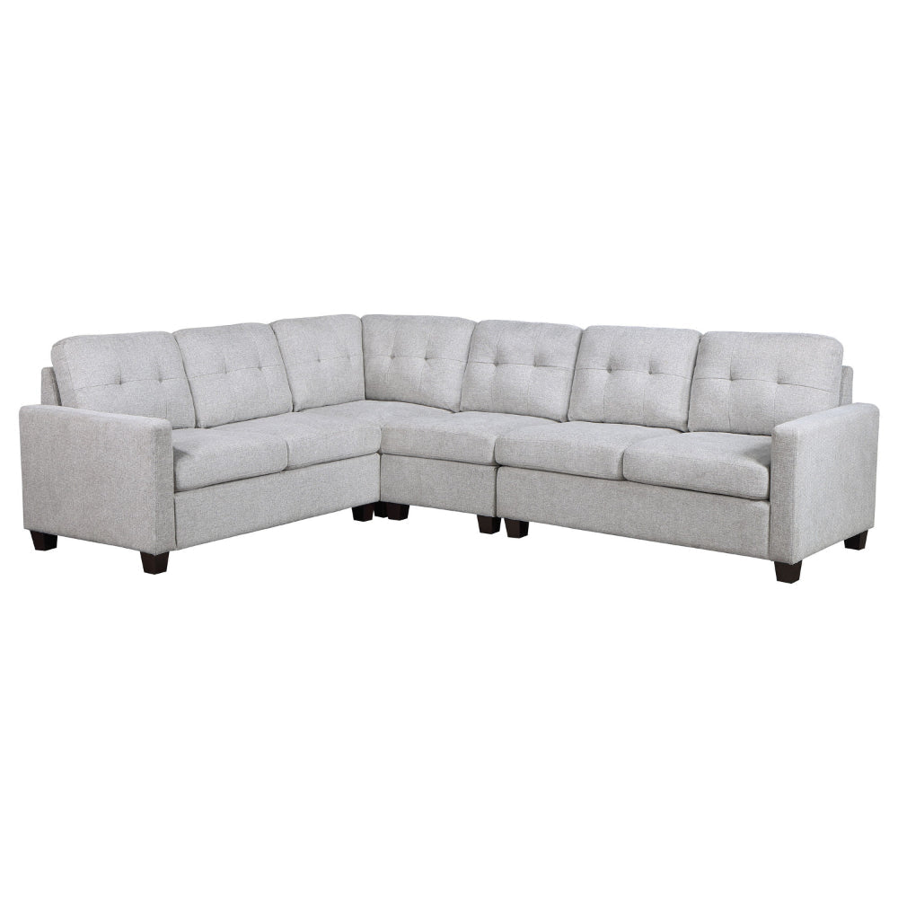 Seh 4 Piece Modular Sectional Sofa, L Shaped, Tufted Back, Light Gray By Casagear Home