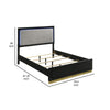 Caer California King Size Bed LED Panel Headboard Gray Upholstery Black By Casagear Home BM318733