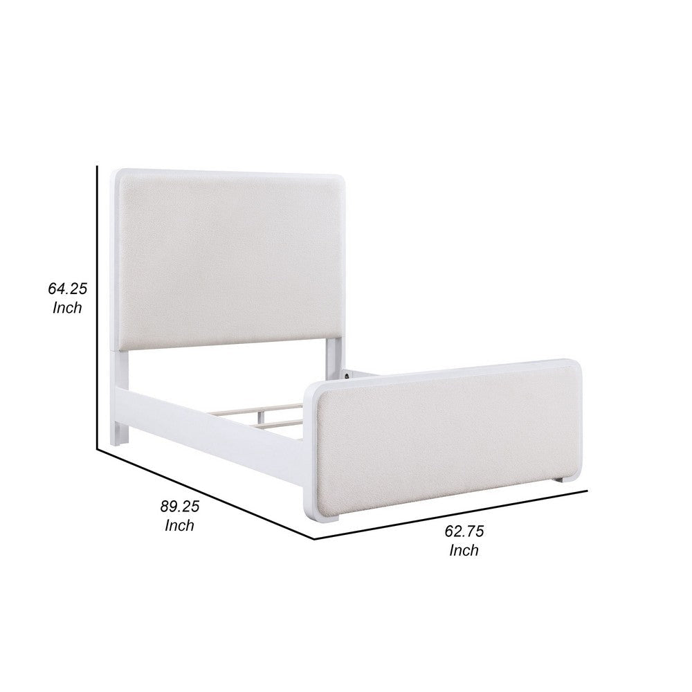 Asiy Queen Size Bed Padded Upholstered Panel Tall Headboard White By Casagear Home BM318737