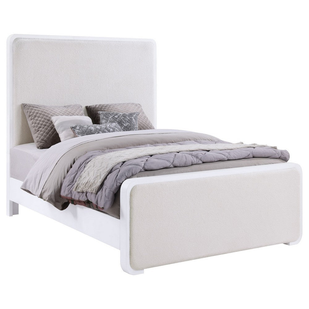 Asiy King Size Bed Padded Upholstered Panel Tall Headboard White By Casagear Home BM318738