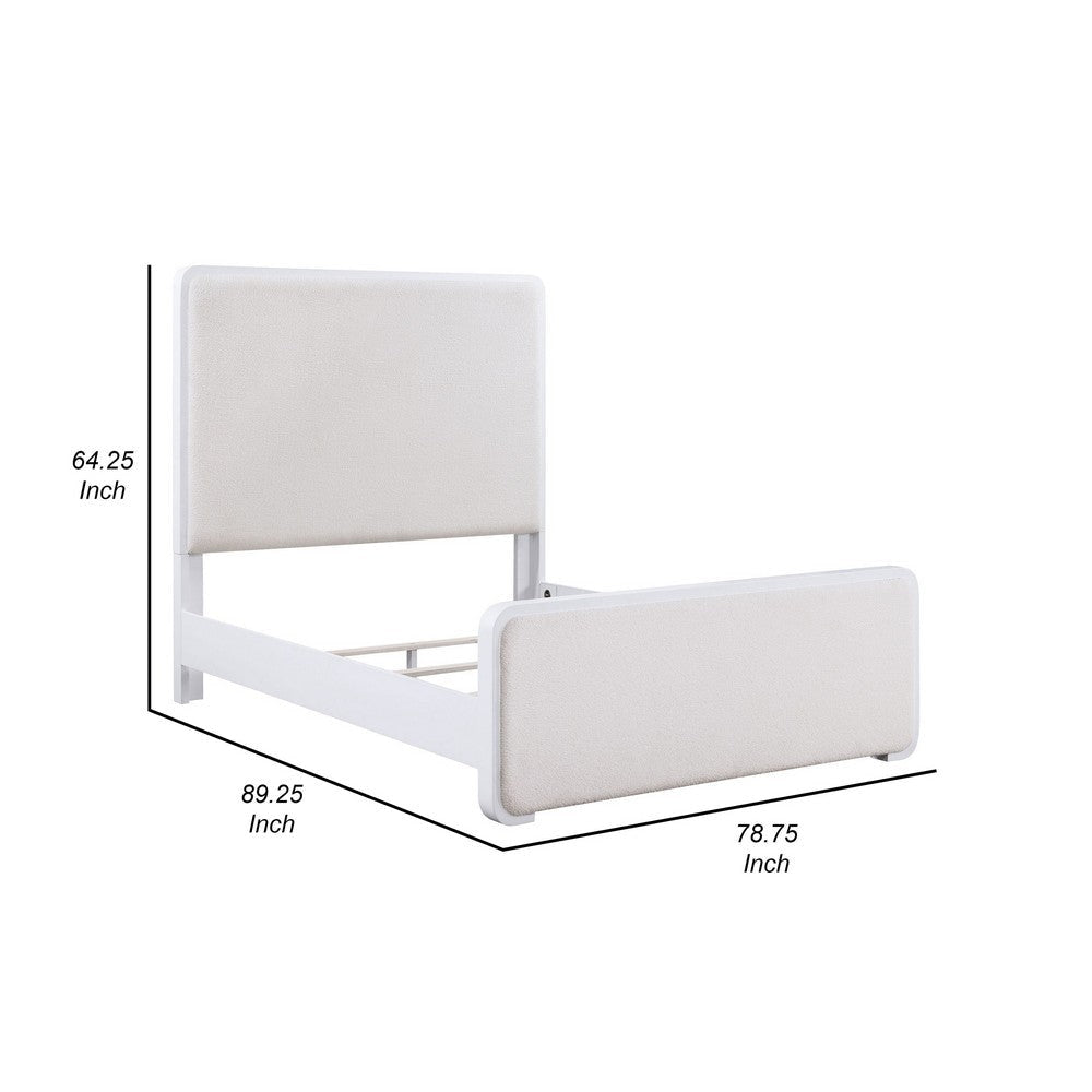 Asiy King Size Bed Padded Upholstered Panel Tall Headboard White By Casagear Home BM318738