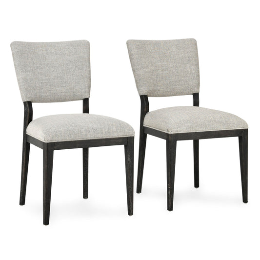 Abo Side Dining Chair Set of 2, Gray Cushioned Seat, Dark Brown Rubberwood By Casagear Home