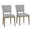 Abo Side Dining Chair Set of 2, Blue and White Stripes, Brown Solid Wood  By Casagear Home