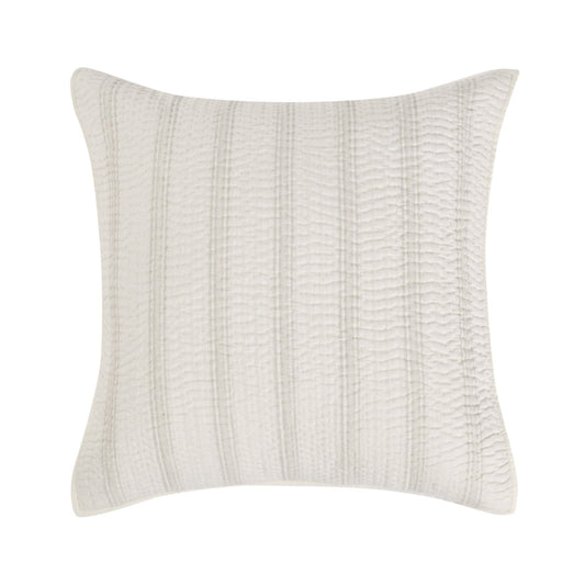 Teno 26 Inch Euro Pillow Sham, Cotton Fill, Striped Beige Premium Linen By Casagear Home