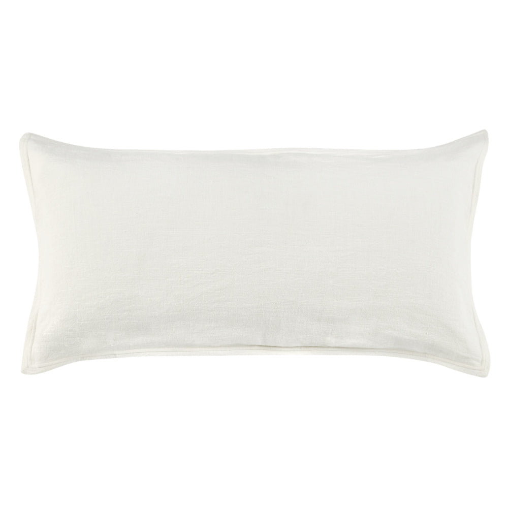 Doji 20 x 36 King Lumbar Pillow Sham, White Ivory Cotton, Premium Linen By Casagear Home