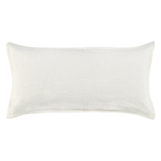 Doji 20 x 36 King Lumbar Pillow Sham, White Ivory Cotton, Premium Linen By Casagear Home
