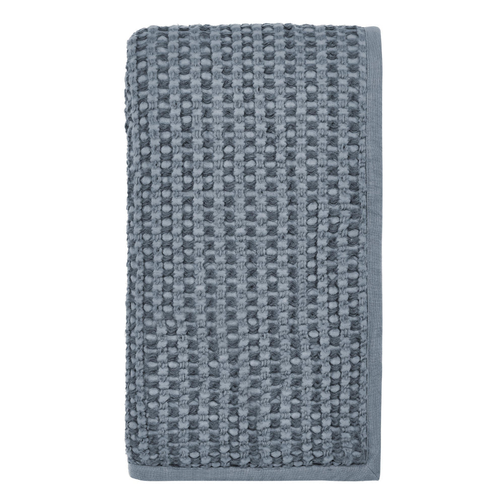 Cae Throw Blanket | Belgian Flax Linen | Blue Waffle Weave