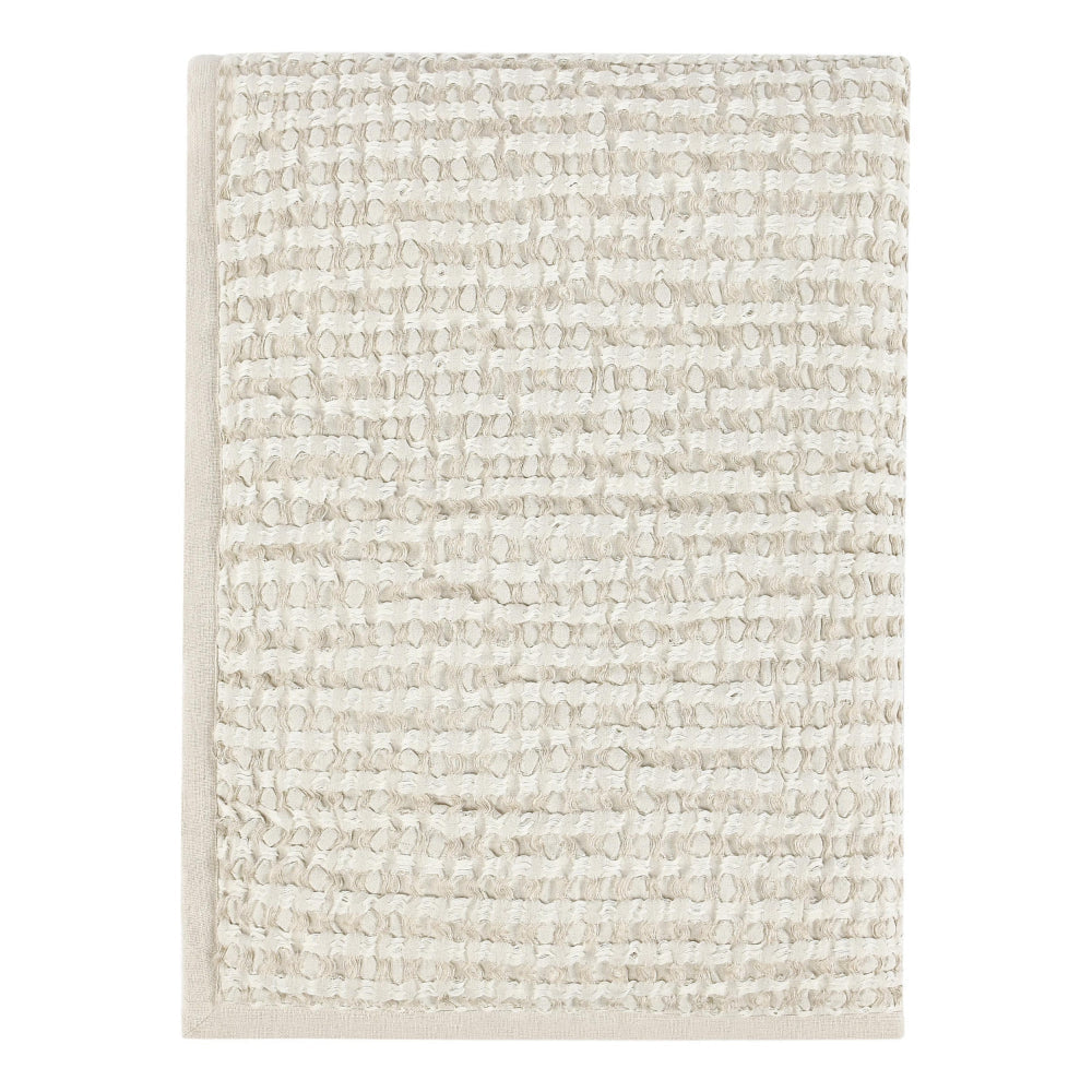 Cae Throw Blanket | Cotton | Beige Waffle Weave | Flax Linen