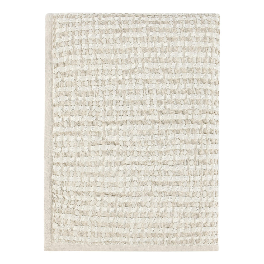 Cae Throw Blanket, Cotton, Woven Waffle Design, Belgian Flax Linen Beige By Casagear Home
