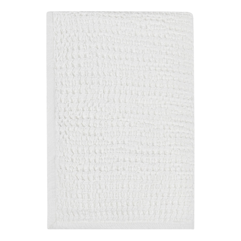 Cae Throw Blanket, Cotton, Woven Waffle Design, Belgian Flax Linen White By Casagear Home