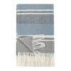 Striped Throw Blanket | Belgian Flax Linen | Blue White Woven