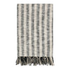 Striped Throw Blanket | Cotton | Black White | Knotted Top