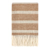 Tano Throw Blanket | Belgian Flax Linen | Ivory Brown Stripe | Fringe