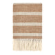 Tano Throw Blanket | Belgian Flax Linen | Ivory Brown Stripe | Fringe