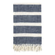 Tano Throw Blanket | Belgian Flax Linen | Ivory Blue Stripe | Fringe