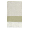 Striped Throw Blanket | Green Ivory | Fringe | Belgian Flax Linen