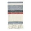 Striped Throw Blanket | Blue Red Ivory | Fringe | Belgian Flax Linen