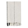 Throw Blanket, Hand Woven Dimensional Texture, Fringed Ends, Ivory Linen By Casagear Home