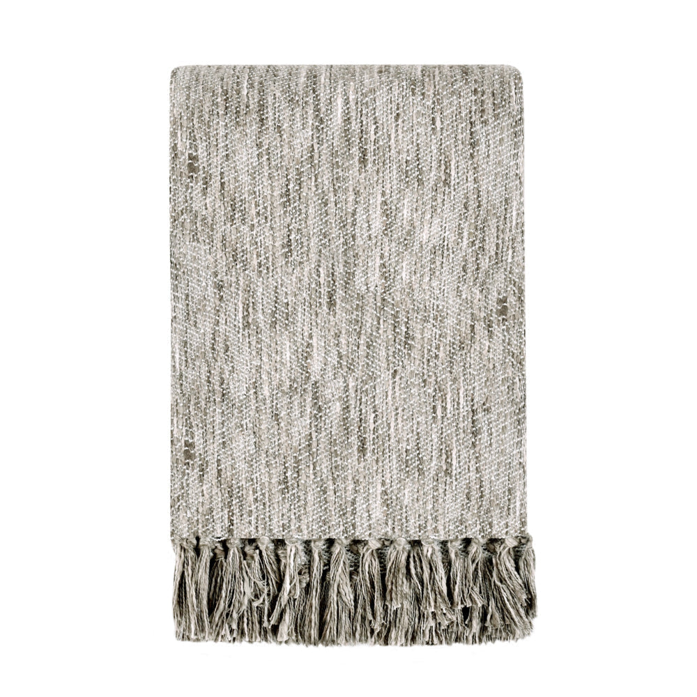 Avu Throw Blanket | Hand Woven Texture | Fringed Cotton | Beige