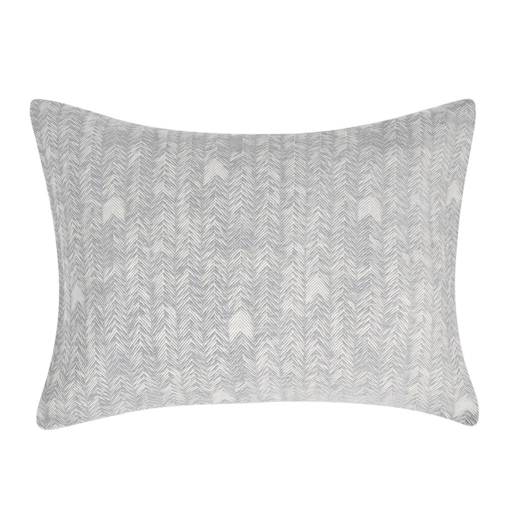Zima 20 x 26  Standard Pillow Sham, Stitched Embroidery, Gray Cotton By Casagear Home