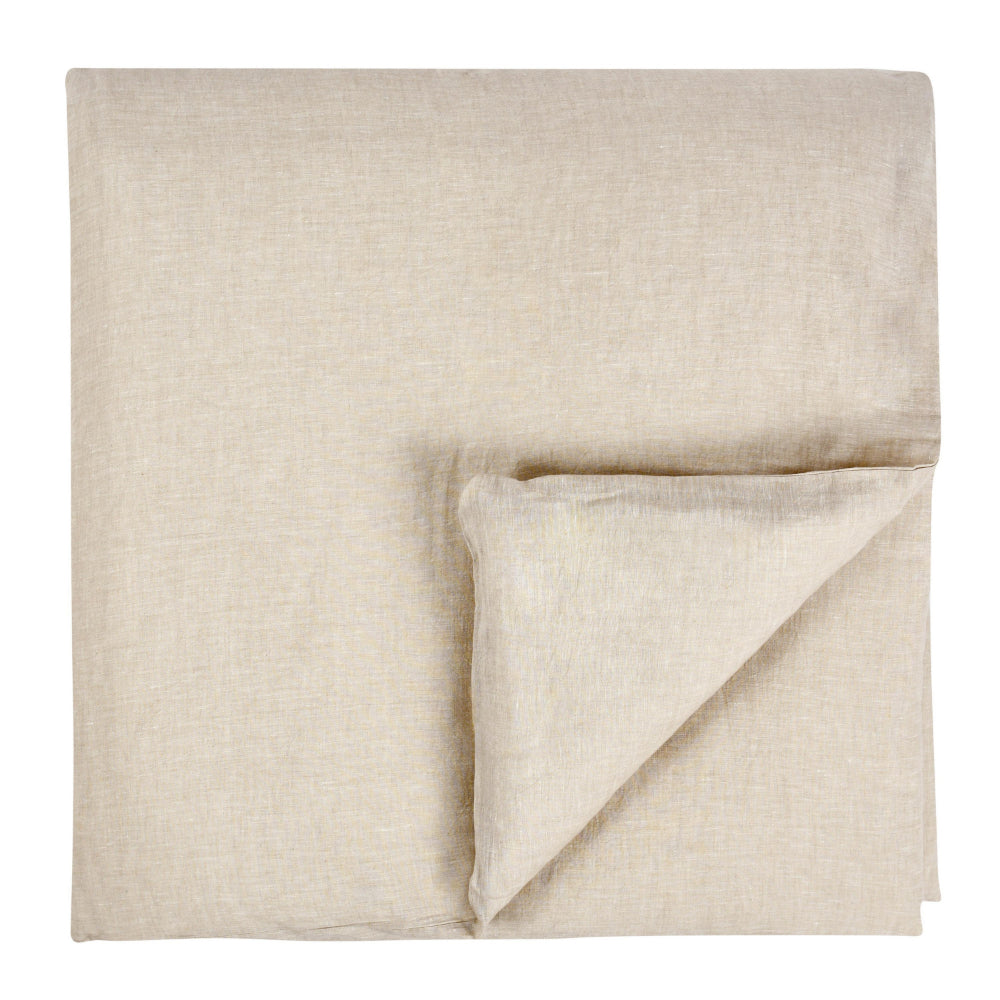 Savi King Size Duvet Cover, Hand Stitched, Beige Cotton Linen and Cashmere By Casagear Home