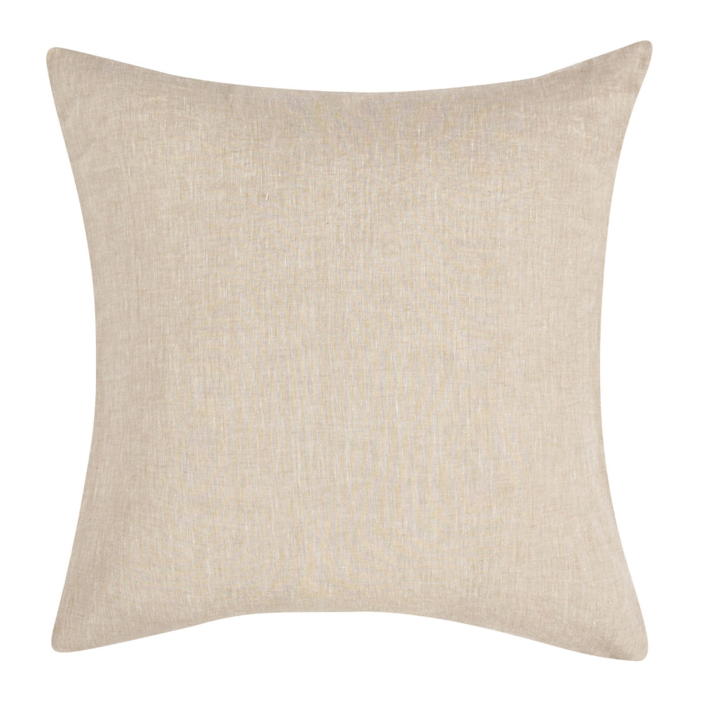 Savi 26 Inch Euro Size Pillow Sham, Stitched Beige Cotton Linen, Cashmere By Casagear Home
