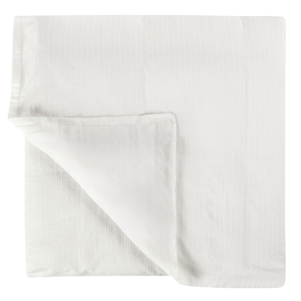 Zoni Queen Size Duvet Cover, Woven Stitch Design, Premium White Cotton By Casagear Home