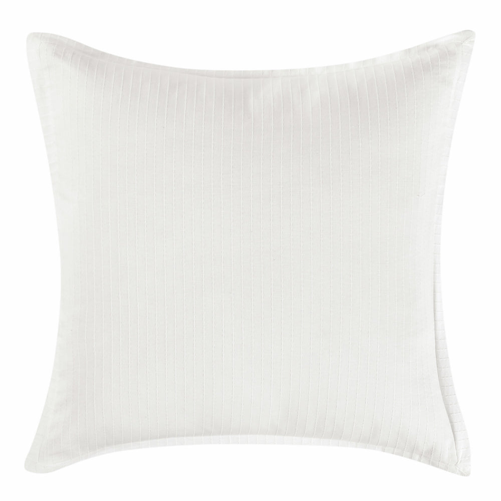 Zoni 26 Inch Euro Pillow Sham, Woven Stitch Design, Plush White Cotton By Casagear Home