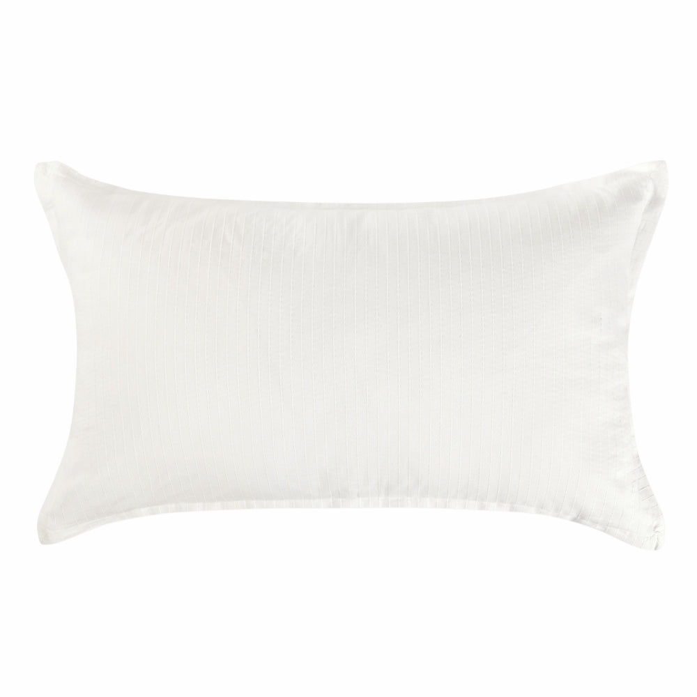 Zoni 20 x 36 King Lumbar Pillow Sham, Woven Stitch Design, White Cotton By Casagear Home