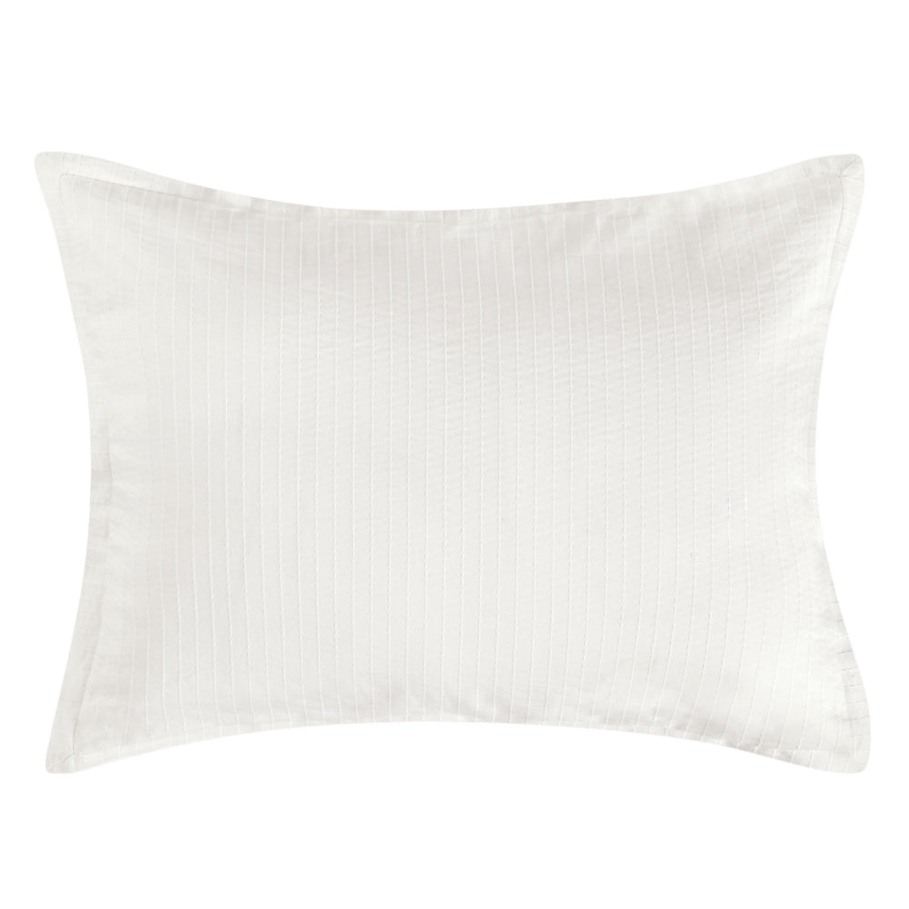 Zoni 20 x 26 Standard Pillow Sham, Woven Stitch Design, White Cotton By Casagear Home