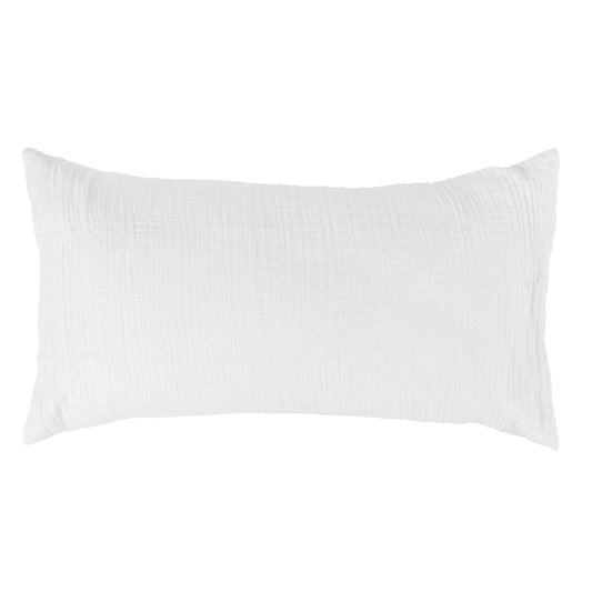 Irma 20 x 36 King Pillow Sham, Embroidered White Cotton and Linen By Casagear Home