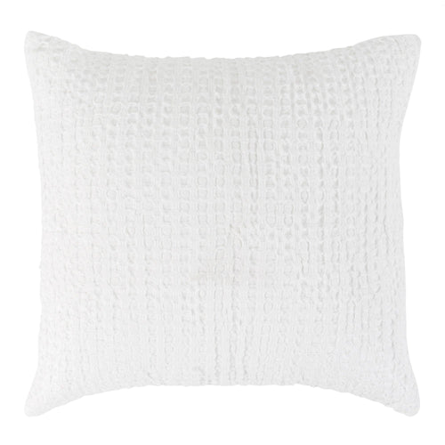 Dedi 26 Inch Euro Pillow Sham, Woven Texture White Cotton Belgian Linen By Casagear Home