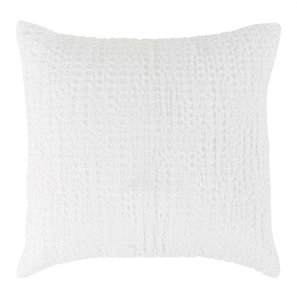 Dedi 26 Inch Euro Pillow Sham, Woven Texture White Cotton Belgian Linen By Casagear Home