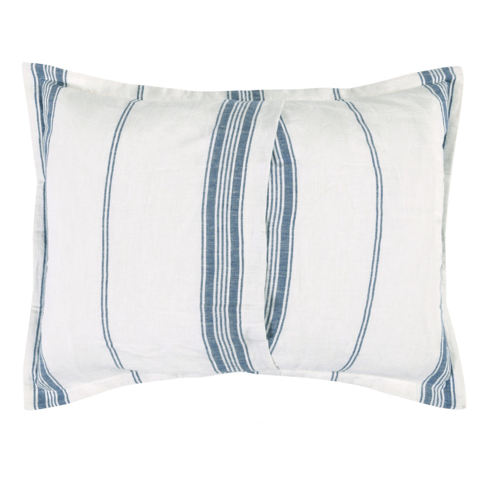 Taki 20 x 26 Standard Pillow Sham Blue and White Stripes Linen Cashmere By Casagear Home BM318812