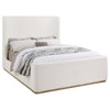 Ale King Size Platform Bed Round Wingback Headboard Ivory Upholstery By Casagear Home BM318821