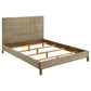 Ayla Queen Size Bed, Rattan Woven Design, Panel Headboard, Gray Mahogany By Casagear Home