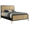 Fij King Size Bed Natural Rattan Woven Panel Headboard Gold Legs Black By Casagear Home BM318830