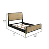 Fij King Size Bed Natural Rattan Woven Panel Headboard Gold Legs Black By Casagear Home BM318830