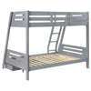 Ishy Twin Over Full Bunk Bed Storage Drawers Side Rails Gray Wood By Casagear Home BM318831