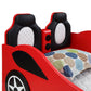 Ruis Kids Car Twin Bed Tufted Faux Leather Upholstery LED Red Black By Casagear Home BM318836