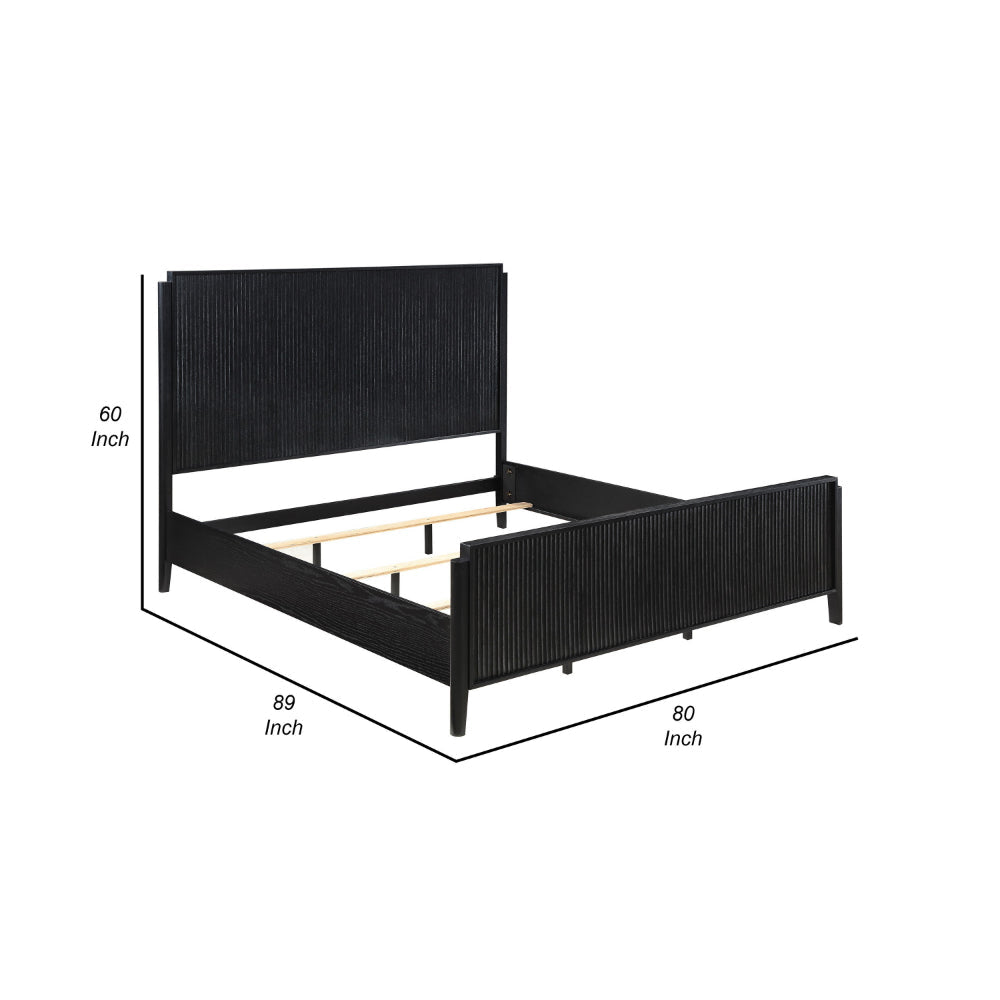 Jack California King Size Bed Fluted Panel Headboard Tapered Legs Black By Casagear Home BM318840