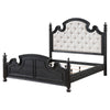 Selena Queen Size Poster Bed Classical White Tufted Upholstery Black By Casagear Home BM318841